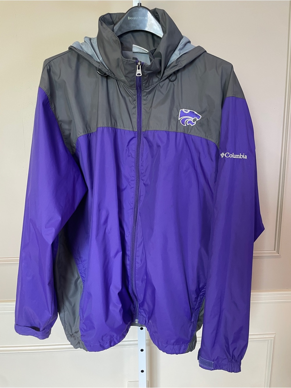 Vintage Kansas State Columbia XL Men's Windbreaker Jacket Nylon Hood Lightweight